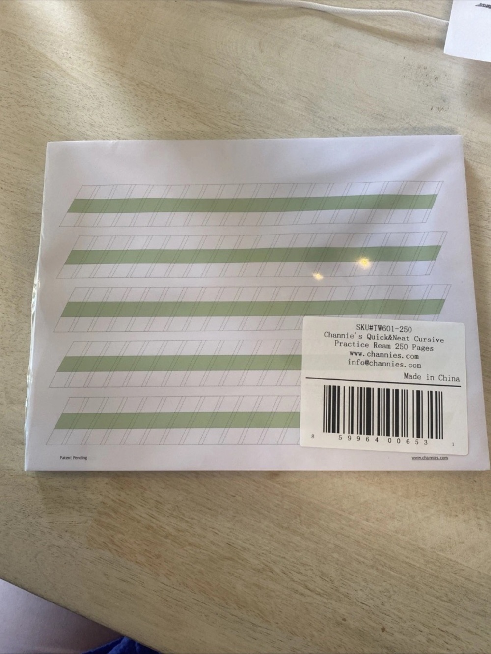 Channie’s Quick & Neat Cursive Handwriting 250 Pages Count Front and Back